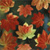 A static pixelated image of overlapping autumn leaves in red, orange, and green hues against a dark background.