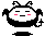 Pixel art character with black hair, pink cheeks, and a white face; left pose has closed eyes and straight mouth, right pose shows smiling expression.