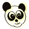 cartoon panda head icons with varying eye shapes and ear colors, some in profile view