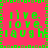 A static image with a bright pink background and green pixelated text arranged in a pattern, bordered by a green and brown pixelated frame