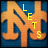 four showing a pixelated orange 'NY' logo on blue background with yellow text changing
