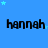 Blue background with light blue stars and repeated black text 'hannah' in a pattern