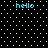 Four identical cyan 'hello' text elements arranged in a on a black background with white dot pattern
