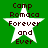 Green background with four identical white star-shaped icons containing dark brown text reading "Camp Romaca Forever and Ever" arranged in a