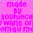 Pixelated text repeats 'made by sophieci', 'I want on', and 'email me' in magenta over cyan dots on a pink background.
