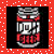 A contact sheet of 11 animated frames showing a pixelated beer can icon with red and silver colors, displayed on a red dotted background with gray transparency area at bottom right.