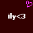 A dark red background features a pink pixelated heart above two identical white text strings reading 'ily<3' with a blurred effect.