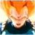 A pixelated static image shows a figure with orange hair against a gradient background transitioning from yellow to white, wearing dark clothing.