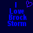 Blue pixelated text 'I Love Brock Storm' on dark blue background with a heart symbol above 'I' in one view.