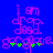 Pixelated pink text on blue background with green accents, showing 'an' above and 'gorecore' below in stylized font.