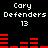 Pixelated text and red bar graphs on a black background, with repeated names and numbers.