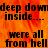 A static image with orange and red flame-like background displaying repeated black text fragments in a pixelated font.