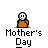 Pixel art icon of a figure in orange clothing holding flowers, with text elements changing across frames.