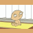 Animated contact sheet showing a cartoon character in a cage with changing text above and below it, displaying the phrase "OMG I'M A GIRL!!" across multiple frames.
