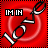 Red background with black and white 'IM IN' text, circular ripple effect, and a stylized figure in motion.