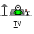 Pixel art animation of a green-shirted figure on a gray couch with red lamp, showing sequential actions and text bubbles.