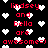 Black background with red pixelated text reading "lindsey and bella are awesome=)" surrounded by white heart shapes.
