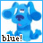 A 48x48 pixel animated buddy icon featuring a blue cartoon dog with large ears, pink tongue, and dark blue nose, displayed in two side-by-side frames showing slight pose differences.