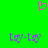 Green background with pink heart icon at top center and two purple 'tay-tay' text elements below, each showing slight pixel variation.