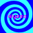 Four identical spiral patterns arranged in a with pink text "Alyssa" overlaid on each spiral against a blue background