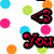 Pixelated icon with red text 'You' and a stylized number '3', surrounded by scattered colored circles on white background.