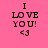 Four pixelated display "I LOVE YOU! <3" text with a heart symbol on pink, light blue, cyan, and gray backgrounds