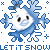 Pixelated snowman avatar with blue and white color scheme, repeated in a pattern on gray background