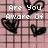Pixelated text and black heart shapes on a pink background with a gray rectangle in the bottom right