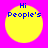 Four identical yellow circular icons with blue text "Hi People's" on a bright pink background, arranged in a