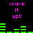 Pixelated text and green audio bars on black background, with text repeating in two and bars shifting between frames