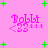 Pink background with green plus signs and four identical pink 'Bobb1' text icons arranged in a