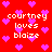 Red background with pink pixelated hearts and repeated white text reading "courtney loves blaise" in a pattern