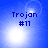 Blue background with four showing "Trojan #11" text and shifting light effects across observations