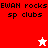 A four- displays 'EWAN rocks sp clubs' text with a white star in the top-right and a red star in the bottom-left