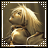 A 48x48 pixel buddy icon featuring a side-profile of a blonde character with long hair and armor, next to stylized text reading "Anime IM" on a black background.