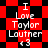 Red and black checkered background with white text reading "I Love Taylor Lautner <3" in two stacked vertical arrangements.