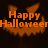 Animated orange pumpkin face with 'Happy Halloween' text, showing sequential pixel changes in the mouth and eye areas across frames.