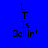 Blue background with black text 'LT Is Ballin' arranged vertically, featuring a red radial gradient effect in some frames.