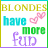 A 2x2 contact sheet of four identical animated frames showing a pixelated text-based icon with the phrase "BLONDES have more fun" in various colors and pink heart symbols.