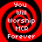 Four identical red and black spiral patterns with white text reading You Will Worship MCR Forever arranged in a