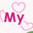 Pink text "My heartaches of him" over a white background with pink outlined hearts, alongside a black-and-white photo of a person in the bottom right corner.
