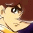 A 2-frame contact sheet showing a pixelated anime-style character on the left and text elements on the right against a black background.