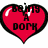 Red heart-shaped icons with black outlines and pixelated text reading "BE A DOPE," "I'LL BE YOUR TO," and "COOL TO BE DOPED" across three views.