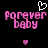 Pixelated pink text 'forever baby' with white heart above and pink heart below on black background.