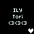 Pixel art display of four identical text blocks with heart symbols, two white and two gray, arranged in a on black background