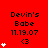 Red background displays 'Devin's Babe' text with date '11.19.07' and '<3' symbol, accompanied by white heart icons in varying counts across positions