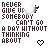 A black-and-white animated icon with repeated text and heart symbols, featuring a central wordwall of 'you' in light gray over dark text fragments.