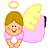 Pixelated angel icon with golden halo and wings on gray background, next to green text logo reading "Original Icons .com" on dark green background.