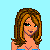 Pixel art contact sheet showing three frames of an animated icon featuring a woman in a blue dress with 'Future Miss America' text.