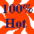 Static pixel art icon with orange and white background featuring blue text reading "100% Hot" in a bold, blocky font.